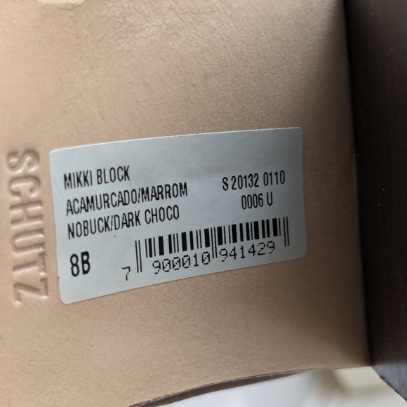 Schutz Mikki Block Heel Brown Suede Bootie Pointed Toe Nobuck Size 8 - Picture 14 of 14